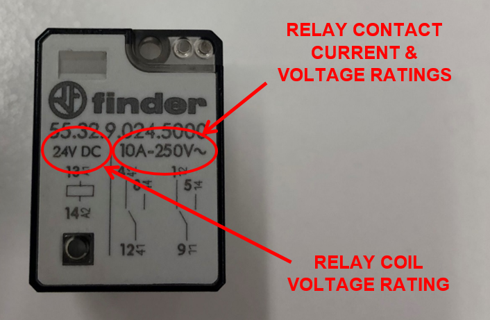 Relay Coil With Contact Voltage & Current Rating