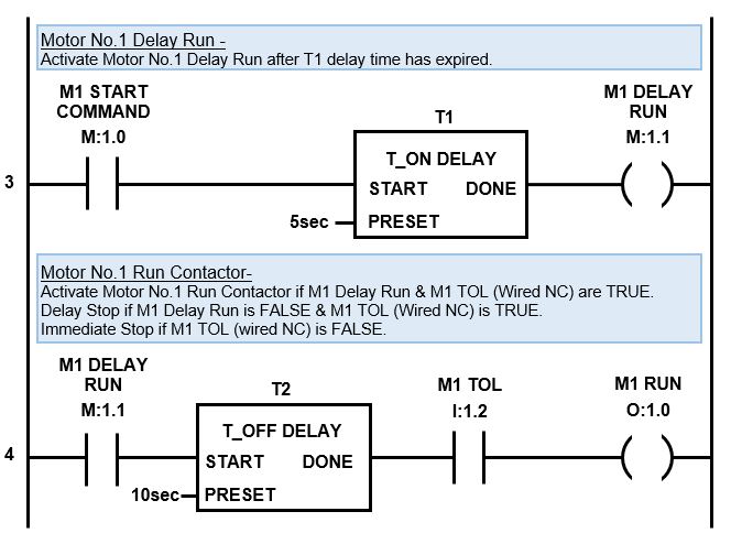 OFF Delay PLC Timer Example: Delay Stop